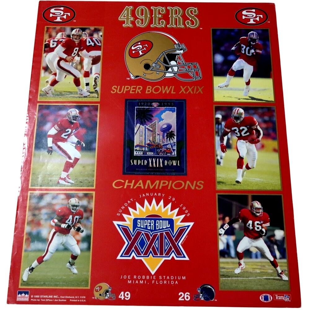 Starline Super Bowl XXIX Champions San Francisco 49ers 1995 Vintage 16 x 20 in